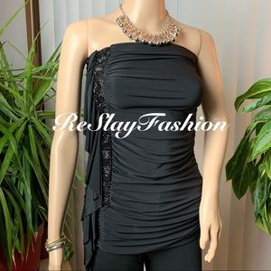 🛍Wet Seal NWT Black Dressy Beaded Tube Top (M)🛍